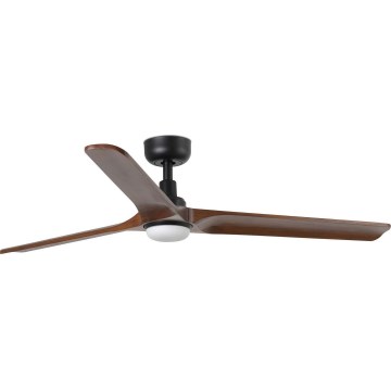 FARO 33809WT1S - LED dæmpbar loftventilator HEYWOOD L LED/10W/230V 2700/3000/4000K Ø 132 cm træ/sort Wi-Fi Tuya + fjernbetjening