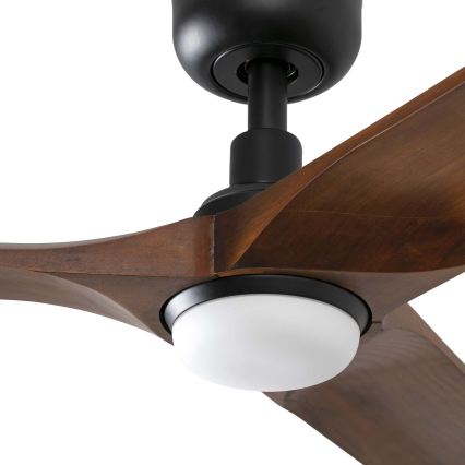 FARO 33809WT1S - LED dæmpbar loftventilator HEYWOOD L LED/10W/230V 2700/3000/4000K Ø 132 cm træ/sort Wi-Fi Tuya + fjernbetjening
