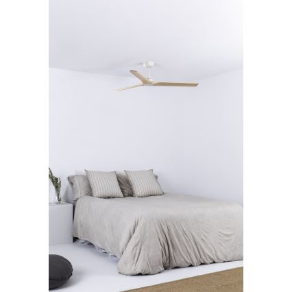 FARO 33810WT - Loftventilator HEYWOOD L træ/hvid diameter 132 cm Wi-Fi Tuya + fjernbetjening
