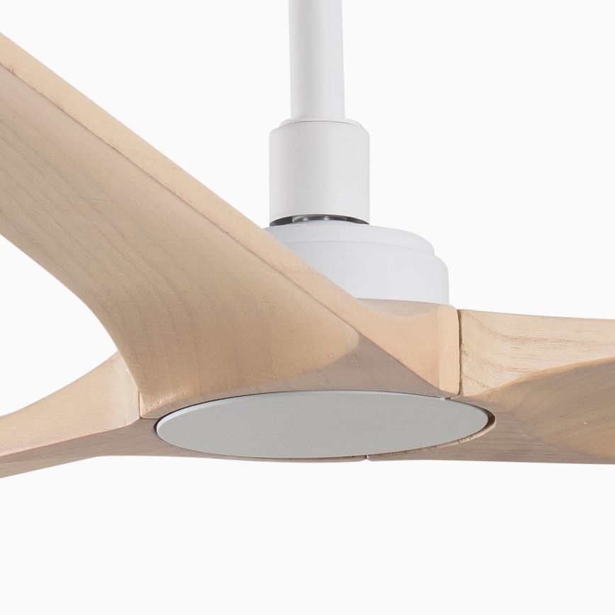 FARO 33810WT - Loftventilator HEYWOOD L træ/hvid diameter 132 cm Wi-Fi Tuya + fjernbetjening