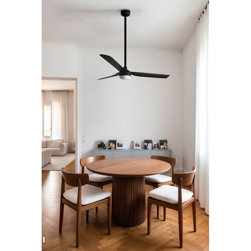 FARO 33815WT1S - LED-dæmpbar loftventilator PUNT M, LED 18W, 230V, 2700/3000/4000K, Ø 132 cm, sort, Wi-Fi Tuya + fjernbetjening