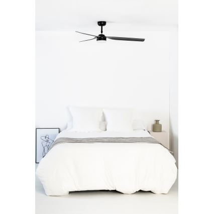 FARO 33815WT1S - LED-dæmpbar loftventilator PUNT M, LED 18W, 230V, 2700/3000/4000K, Ø 132 cm, sort, Wi-Fi Tuya + fjernbetjening