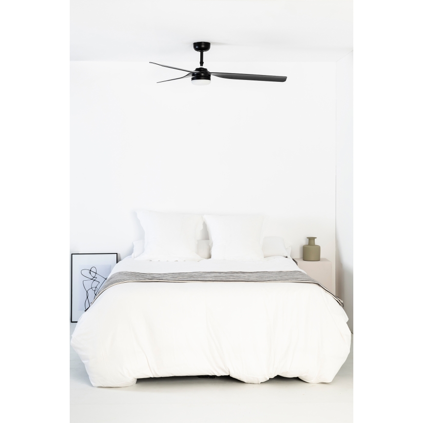 FARO 33815WT1S - LED-dæmpbar loftventilator PUNT M, LED 18W, 230V, 2700/3000/4000K, Ø 132 cm, sort, Wi-Fi Tuya + fjernbetjening