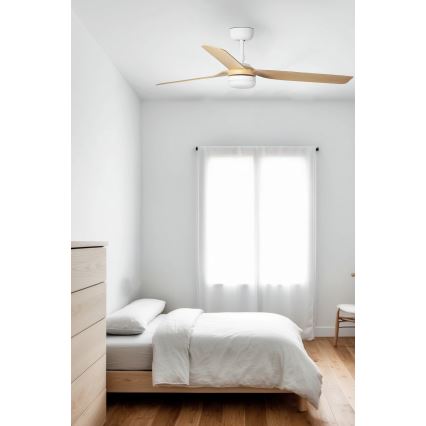 FARO 33816WT-20 - Dæmpbar LED-loftventilator PUNT M LED/18W/230V brun/hvid Ø 132 cm Wi-Fi Tuya + fjernbetjening