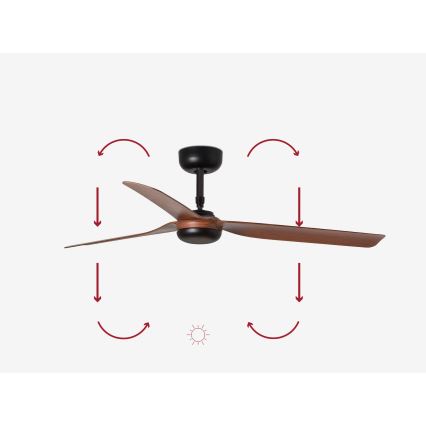 FARO 33817 - Loftventilator PUNT brun/sort Ø 130 cm + fjernbetjening