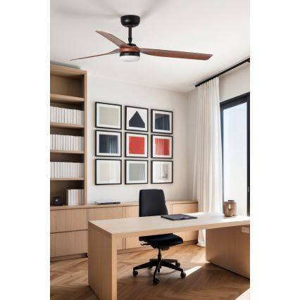 FARO 33817WT-21 - LED loftventilator dæmpbar PUNT M LED/18W/230V brun/sort diameter 132 cm Wi-Fi Tuya + fjernbetjening