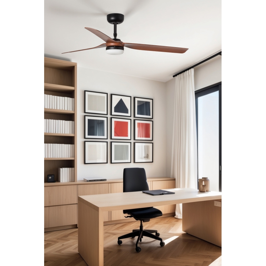 FARO 33817WT-21 - LED loftventilator dæmpbar PUNT M LED/18W/230V brun/sort diameter 132 cm Wi-Fi Tuya + fjernbetjening