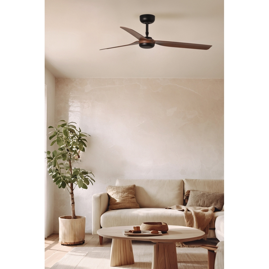 FARO 33817WT - Loftventilator PUNT M brun/sort diameter 132 cm Wi-Fi Tuya + fjernbetjening