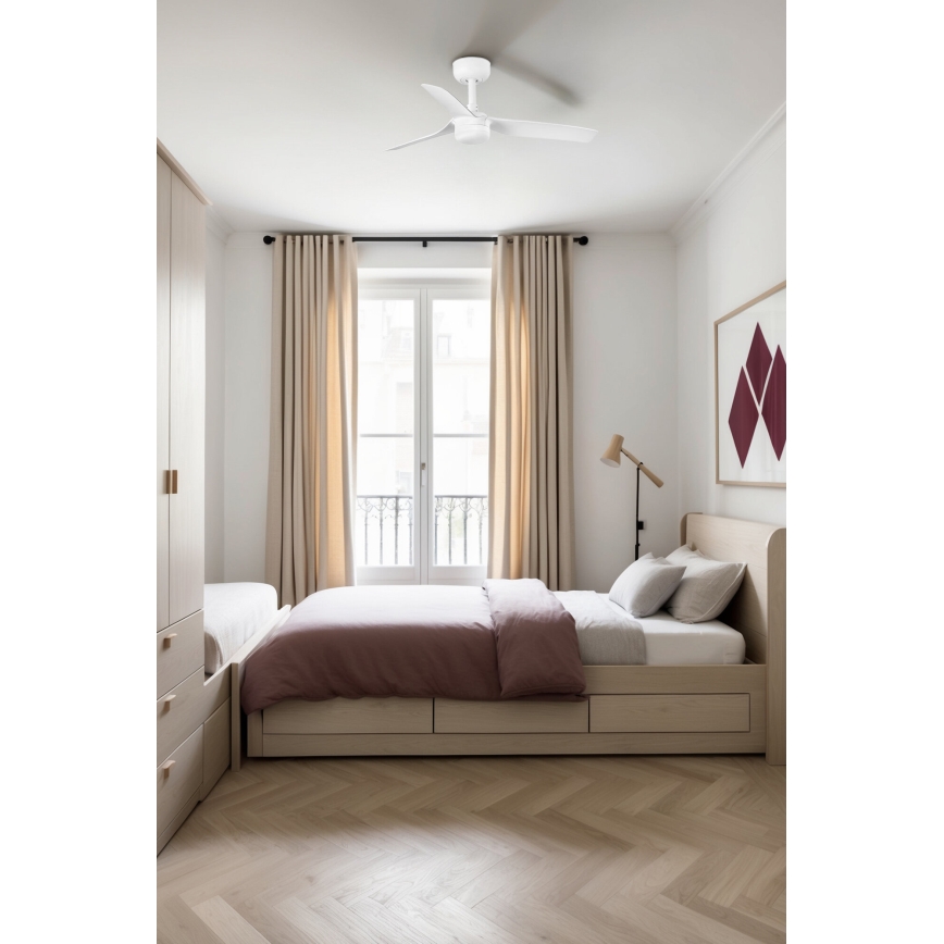 FARO 33820-1TW - LED loftventilator dæmpbar MINI PUNT S LED/10W 2700/4000/6000K hvid diameter 90 cm + fjernbetjening