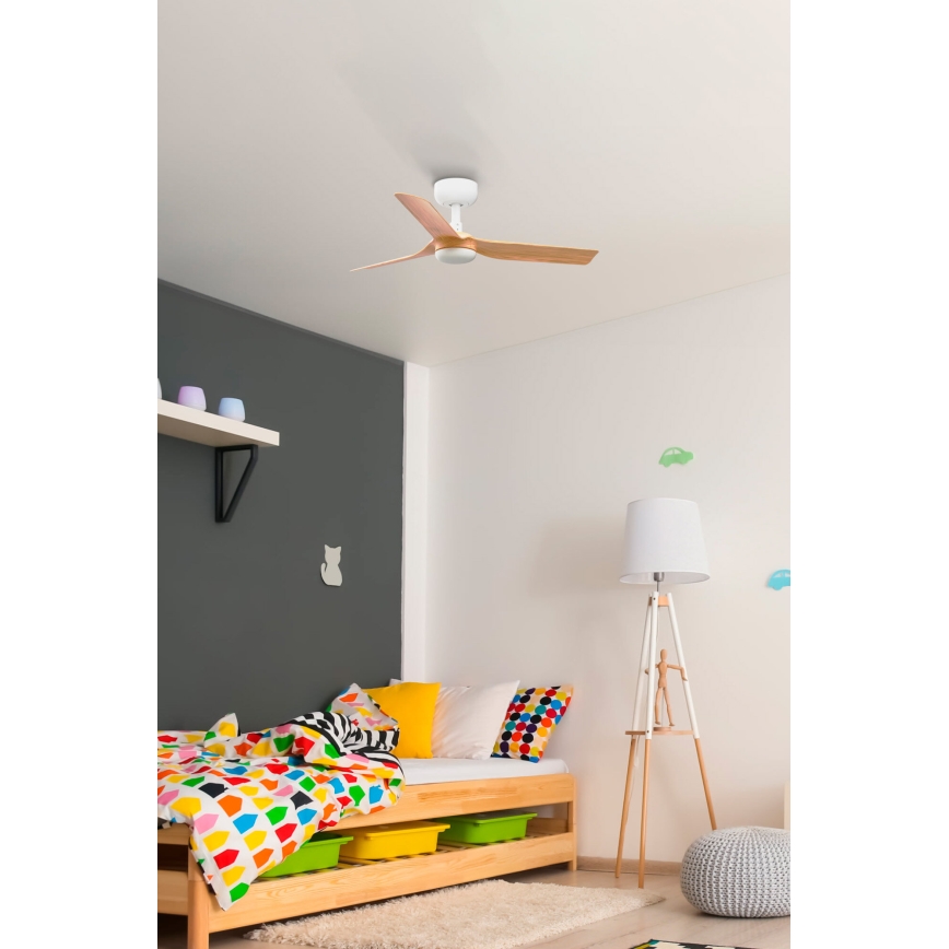 FARO 33821 - Loftventilator MINI PUNT S brun/hvid diameter 90 cm + fjernbetjening