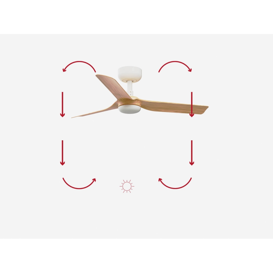 FARO 33821 - Loftventilator MINI PUNT S brun/hvid diameter 90 cm + fjernbetjening
