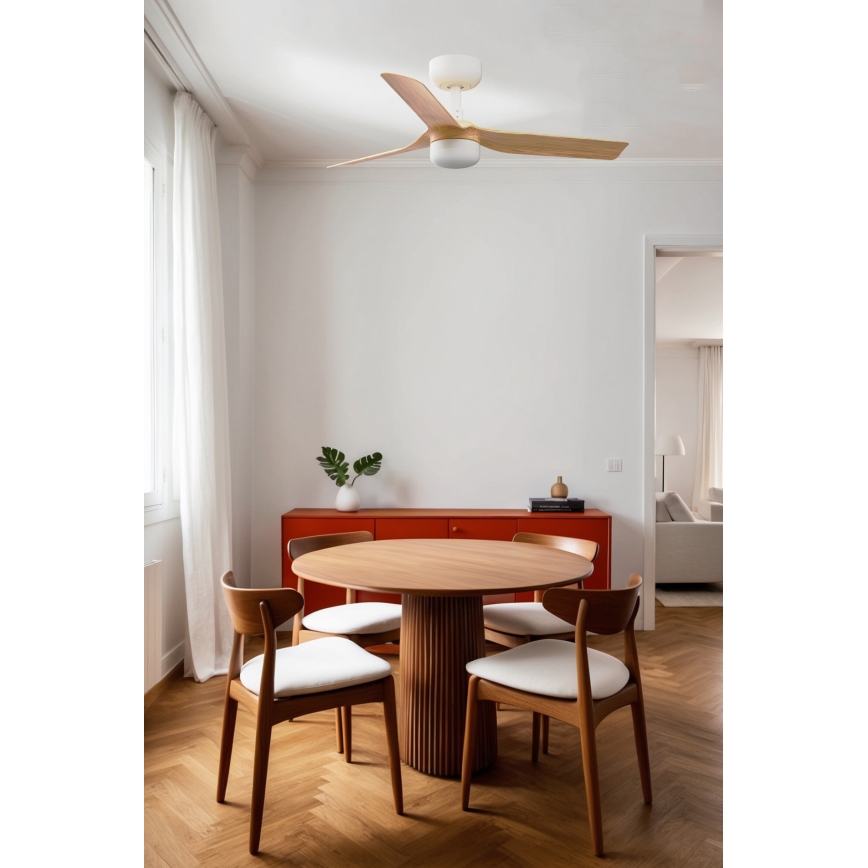 FARO 33821WT-1TW - LED loftventilator dæmpbar MINI PUNT S LED/10W/230V 2700/4000/6000K brun/hvid diameter 90 cm Wi-Fi Tuya + fjernbetjening
