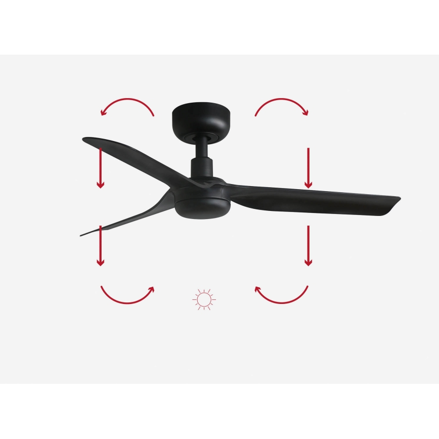 FARO 33822 - Loftventilator MINI PUNT S sort diameter 90 cm + fjernbetjening