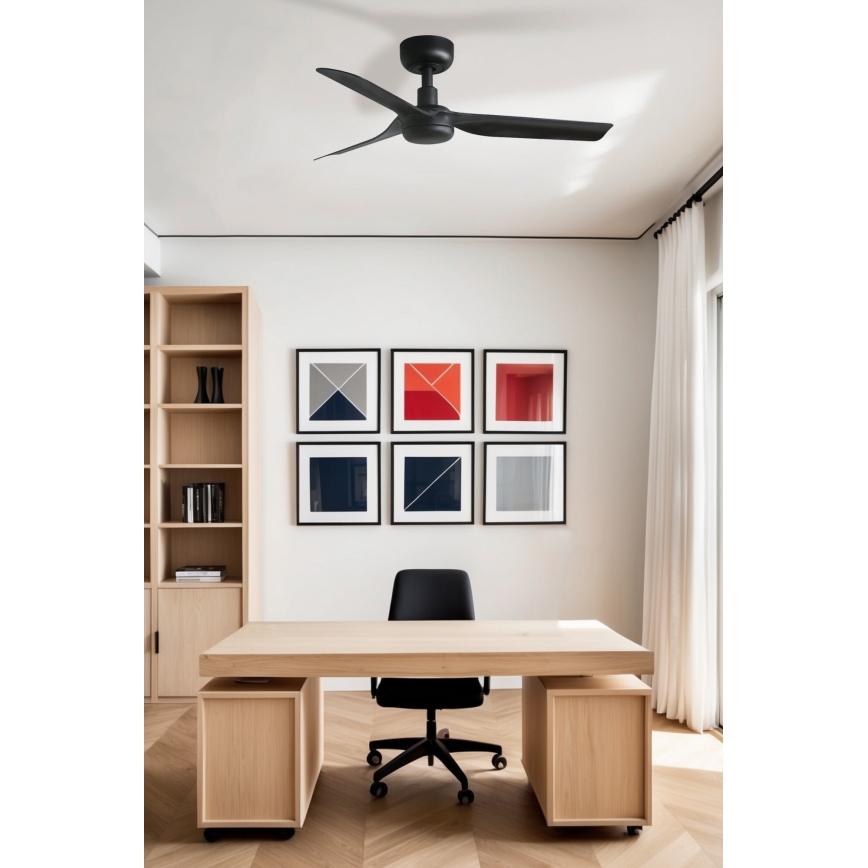 FARO 33822WP - Loftventilator MINI PUNT S sort diam. 90 cm SMART + fjernbetjening
