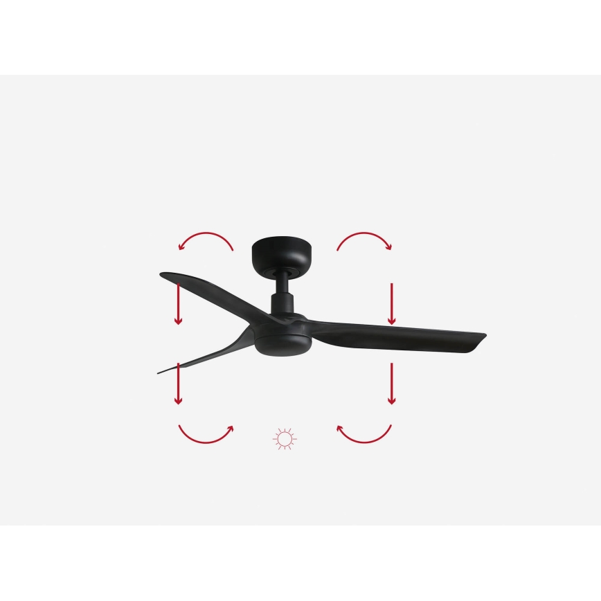 FARO 33822WP - Loftventilator MINI PUNT S sort diam. 90 cm SMART + fjernbetjening