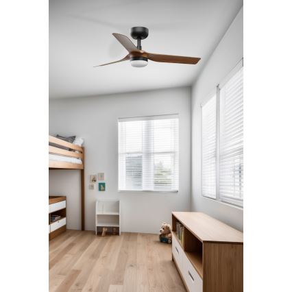 FARO 33823WT-1TW - LED loftventilator dæmpbar MINI PUNT S LED/10W/230V 2700/4000/6000K brun/sort diam. 90 cm Wi-Fi Tuya + fjernbetjening