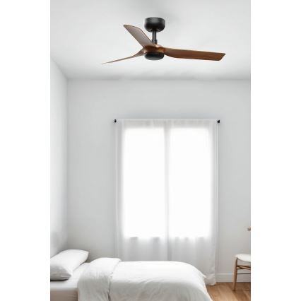FARO 33823WT - Loftventilator MINI PUNT S brun/sort diameter 90 cm Wi-Fi Tuya + fjernbetjening