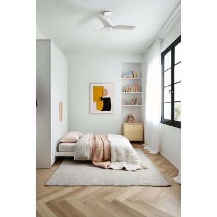 FARO 33824-1TW - LED-dæmpbar loftventilator HEY S LED/10W/230V 2700/3000/4000K hvid pr. 90 cm + fjernbetjening