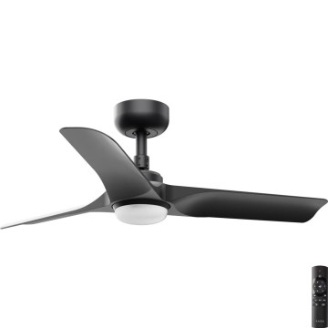 FARO 33825-1TW - Dæmpbar LED-loftventilator HEY S LED/10W/230V 2700/3000/4000K sort Ø 90 cm + fjernbetjening