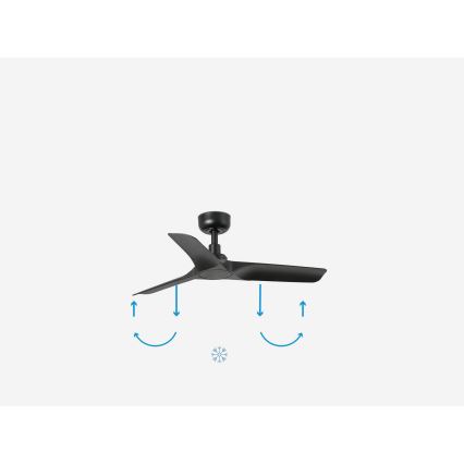 FARO 33825WP - Loftventilator HEY S sort diameter 90 cm SMART + fjernbetjening