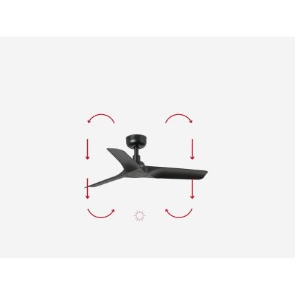 FARO 33825WP - Loftventilator HEY S sort diameter 90 cm SMART + fjernbetjening