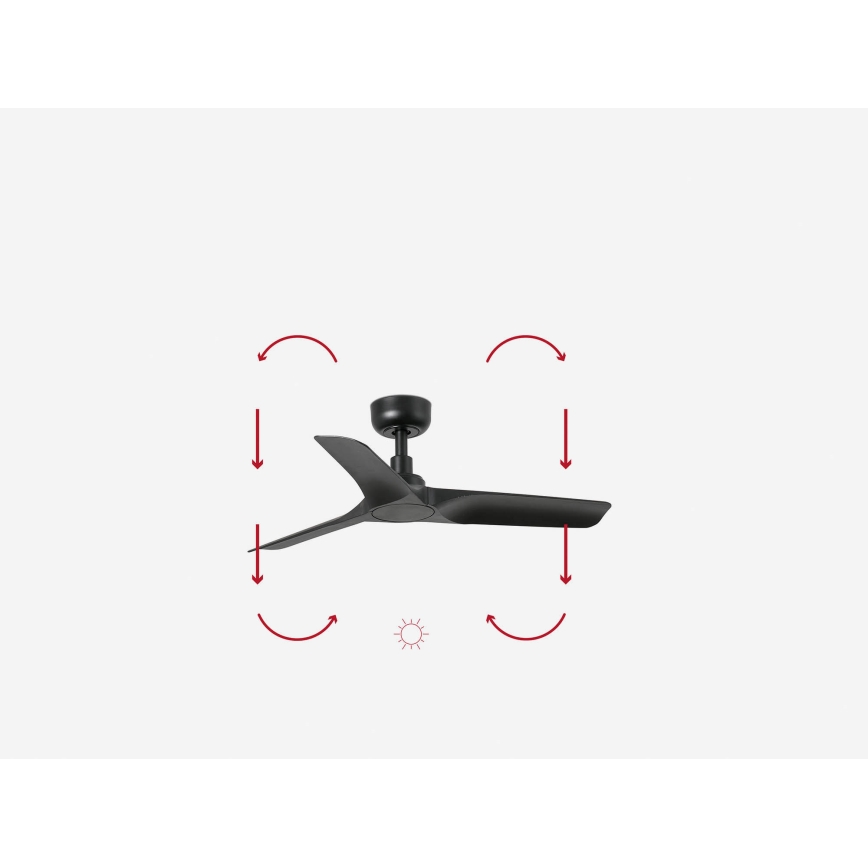 FARO 33825WP - Loftventilator HEY S sort diameter 90 cm SMART + fjernbetjening