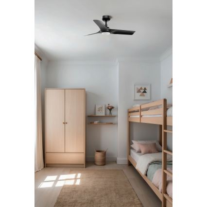 FARO 33825WT1S - LED dæmpbar loftventilator HEY S LED/10W/230V 2700/3000/4000K Ø 90 cm sort Wi‑Fi Tuya + fjernbetjening