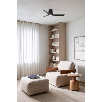 FARO 33827-1TW - LED loftventilator dæmpbar HEY TUB S LED/10W/230V 2700/4000/6000K sort diameter 90 cm + fjernbetjening