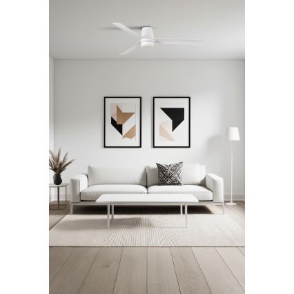 FARO 33828-1TW - LED loftventilator dæmpbar PUNT TUB M LED/18W/230V 3000/4200/6500K diameter 130 cm hvid + fjernbetjening