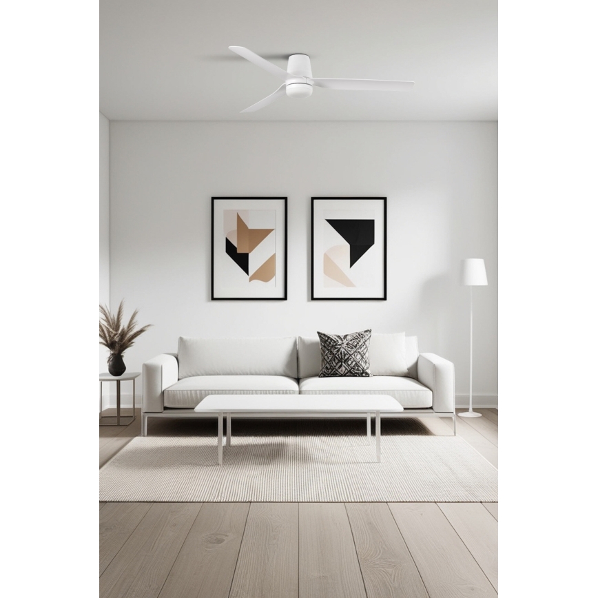 FARO 33828-1TW - LED loftventilator dæmpbar PUNT TUB M LED/18W/230V 3000/4200/6500K diameter 130 cm hvid + fjernbetjening