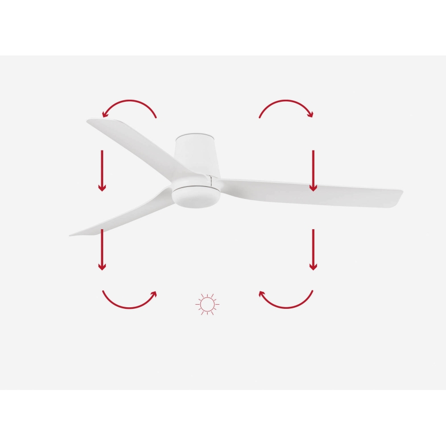 FARO 33828 - Loftventilator PUNT TUB M hvid diameter 130 cm + fjernbetjening