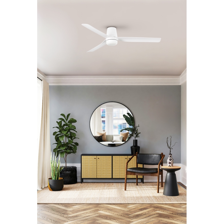 FARO 33828WT1S - LED-dæmpbar loftventilator PUNT TUB M LED/18W/230V 2700/3000/4000K Ø 132 cm hvid Wi-Fi Tuya + fjernbetjening