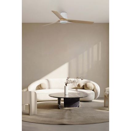 FARO 33829 - Loftventilator PUNT TUB M brun/hvid diameter 130 cm + fjernbetjening