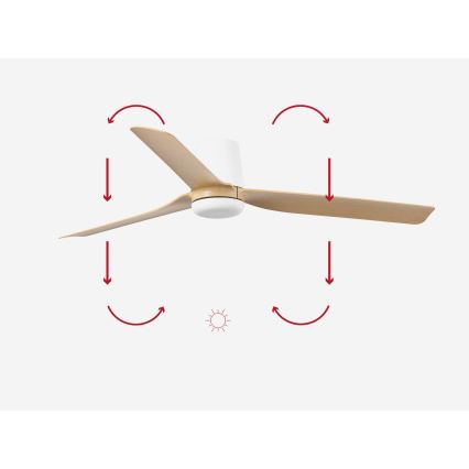 FARO 33829 - Loftventilator PUNT TUB M brun/hvid diameter 130 cm + fjernbetjening