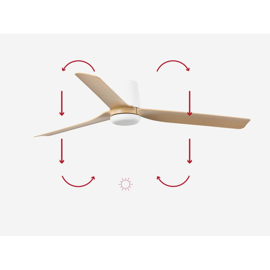 FARO 33829 - Loftventilator PUNT TUB M brun/hvid diameter 130 cm + fjernbetjening