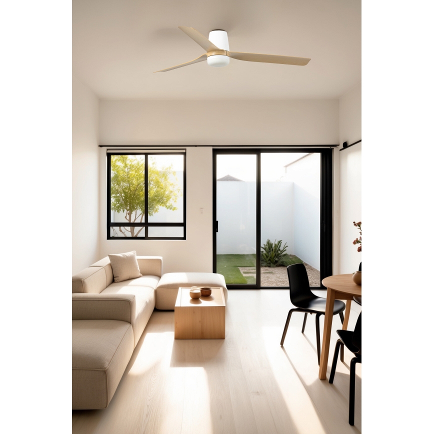 FARO 33829WT-1TW - LED loftventilator dæmpbar PUNT TUB M LED/18W/230V 3000/4200/6500K brun/hvid diameter 132 cm Wi-Fi Tuya + fjernbetjening
