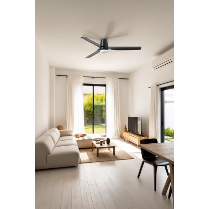 FARO 33830-1TW - LED loftventilator dæmpbar PUNT TUB M LED/18W/230V 3000/4200/6500K diameter 130 cm sort + fjernbetjening