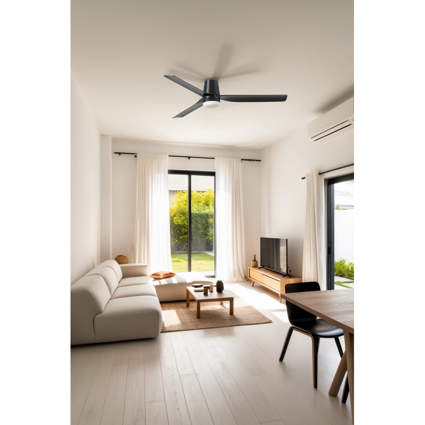 FARO 33830-1TW - LED loftventilator dæmpbar PUNT TUB M LED/18W/230V 3000/4200/6500K diameter 130 cm sort + fjernbetjening