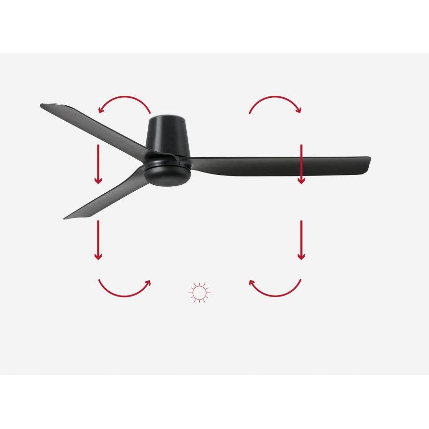 FARO 33830 - Loftventilator PUNT TUB M sort diameter 130 cm + fjernbetjening