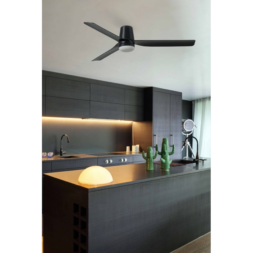FARO 33830WT1S - LED-dæmpbar loftventilator PUNT TUB M LED/18W/230V 2700/3000/4000K Ø 132 cm sort Wi‑Fi Tuya + fjernbetjening