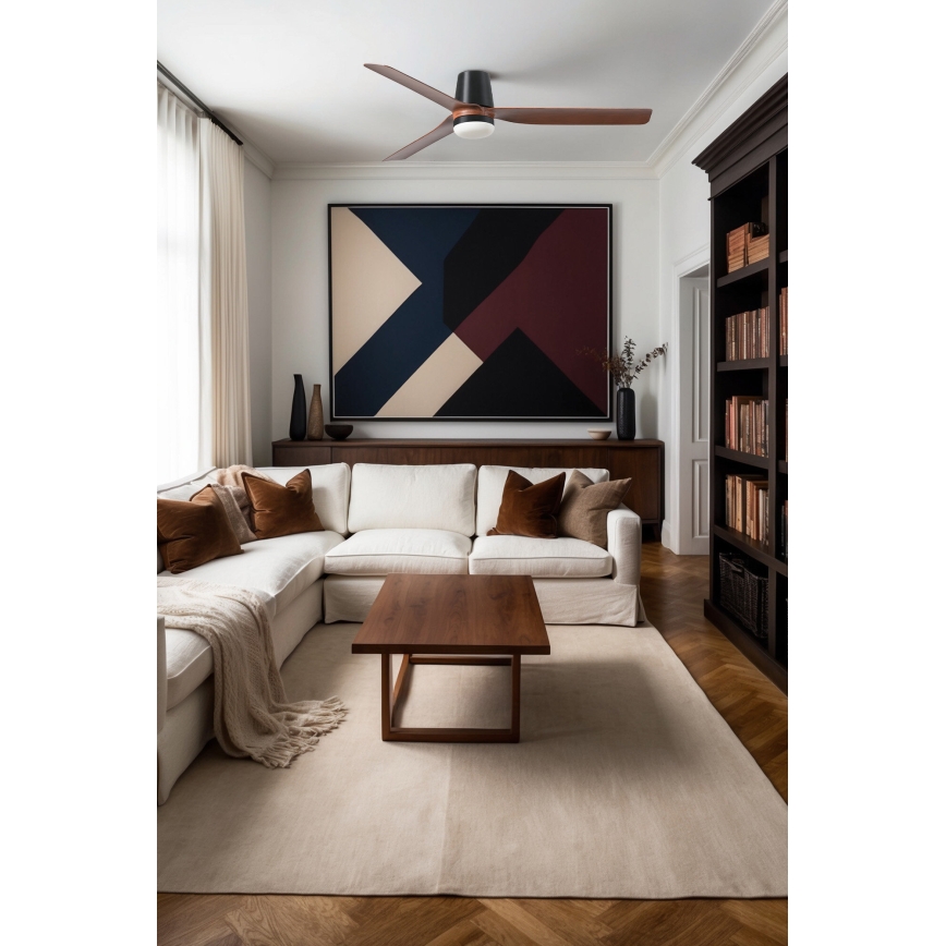 FARO 33831-1TW - LED loftventilator dæmpbar PUNT TUB M LED/18W/230V 3000/4200/6500K diameter 130 cm brun/sort + fjernbetjening