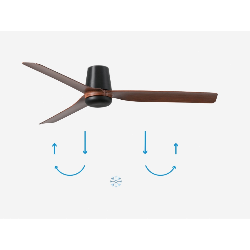 FARO 33831 - Loftventilator PUNT TUB M brun/sort diameter 130 cm + fjernbetjening