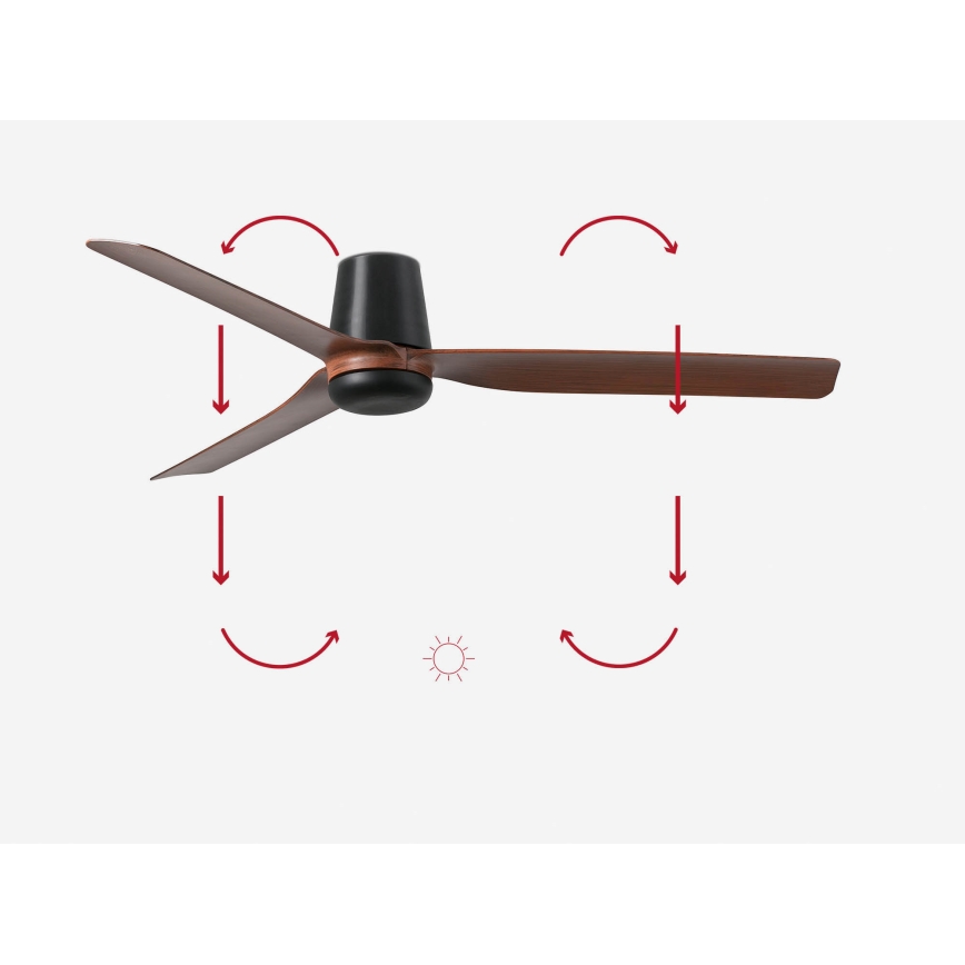 FARO 33831 - Loftventilator PUNT TUB M brun/sort diameter 130 cm + fjernbetjening