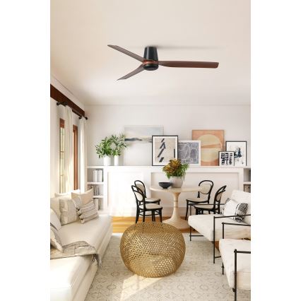 FARO 33831WT - Loftventilator PUNT TUB M brun/sort diameter 132 cm Wi-Fi Tuya + fjernbetjening