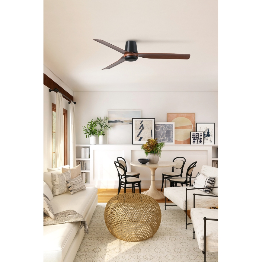 FARO 33831WT - Loftventilator PUNT TUB M brun/sort diameter 132 cm Wi-Fi Tuya + fjernbetjening
