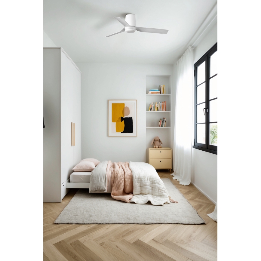FARO 33832 - Loftventilator MINI PUNT TUB S hvid diameter 90 cm + fjernbetjening