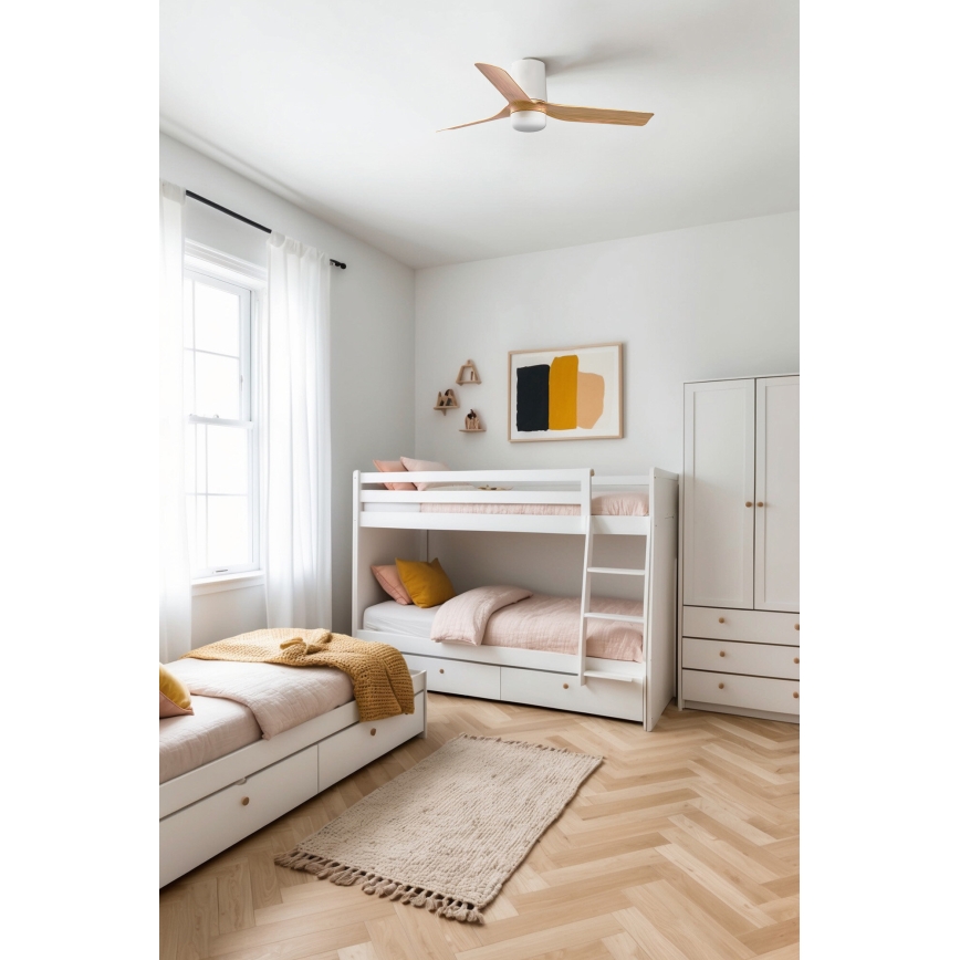 FARO 33833-1TW - LED-dæmpbar loftventilator MINI PUNT TUB med LED/10W/230V 2700/3000/4000K Ø 90 cm brun/hvid + fjernbetjening