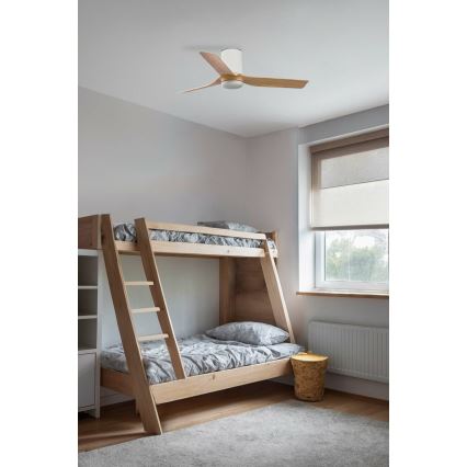 FARO 33833 - Loftventilator MINI PUNT TUB S brun/hvid diameter 90 cm + fjernbetjening