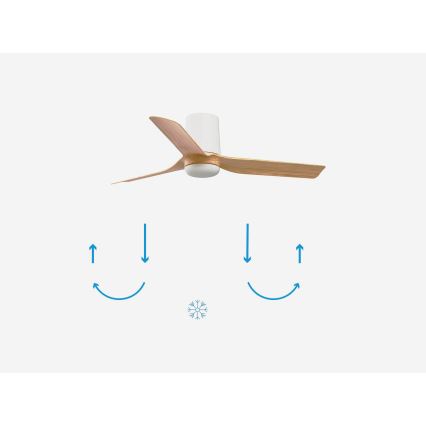 FARO 33833 - Loftventilator MINI PUNT TUB S brun/hvid diameter 90 cm + fjernbetjening
