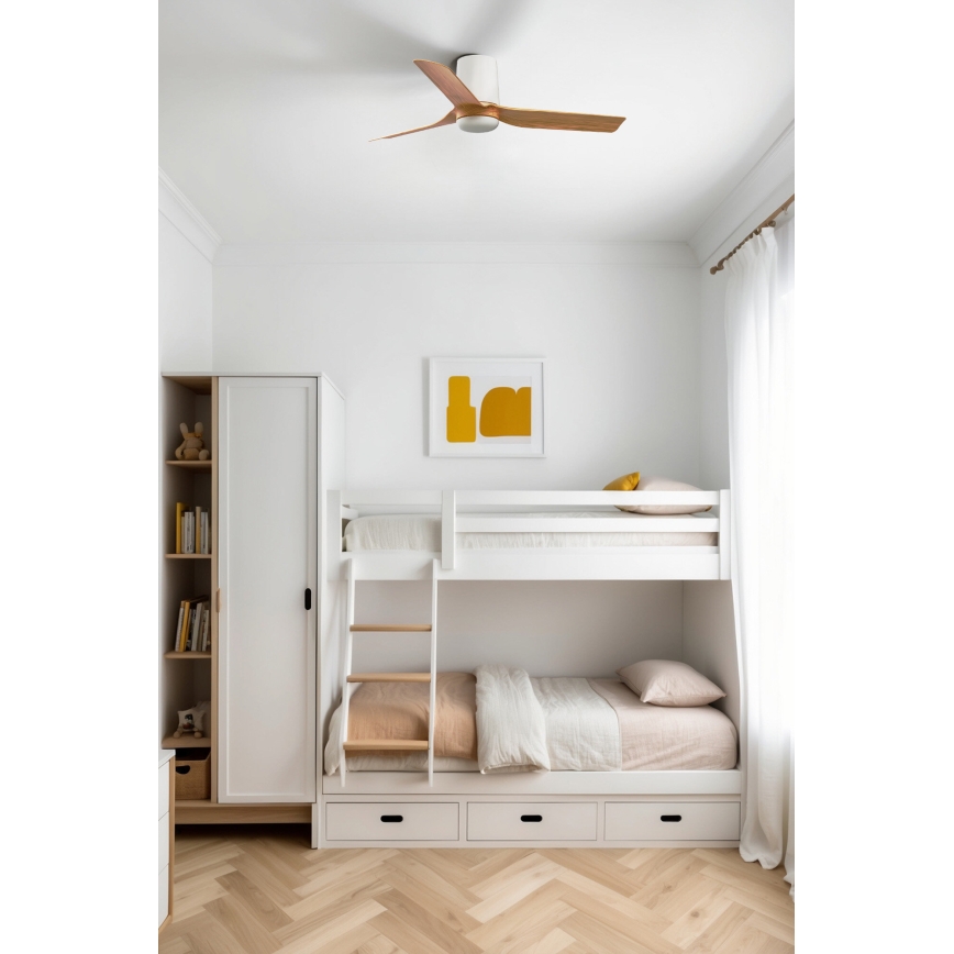 FARO 33833WT - Loftventilator MINI PUNT TUB S brun/hvid diameter 90 cm Wi-Fi Tuya + fjernbetjening